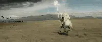 lord of the rings, gandalf, light, horseback riding, magic, powerful