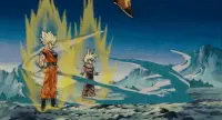 dragon ball z, son gohan, son goku, trunks, super saiyan, team work, powerful