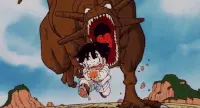 dragon ball z, son gohan, dragon ball, dinosaur, running away, scared, chase